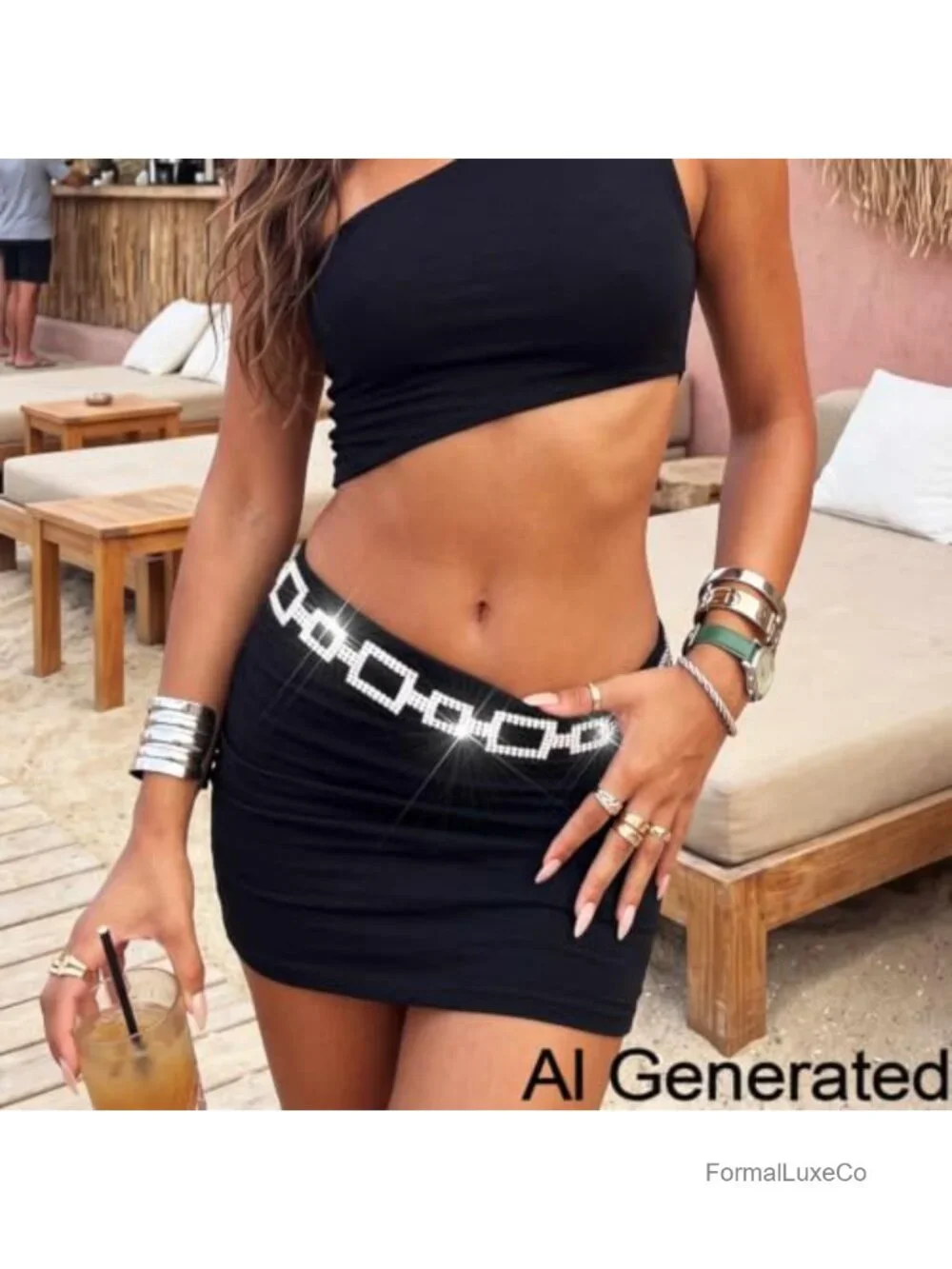 Rhinestone Chain Belt Crystal Waist Chain Sparkly Dress Belt for Women